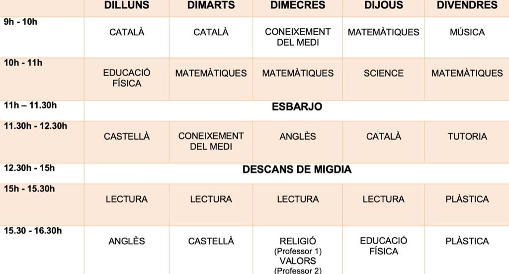 HORARI 6è